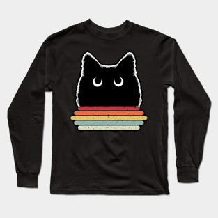 Retro Cat Shirt, Black Cat Shirt, Vintage Cat Shirt, Cat Long Sleeve T-Shirt